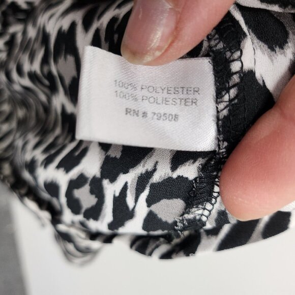 Cynthia Rowley Womens Top Size Small Black White Animal Print Long Sleeve Office - Picture 4 of 9